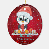 Baby's eerste kerst schattige pinguïn kerst pet keramisch ornament (Links)