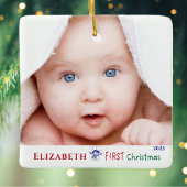 Baby's eerste kerst Schattigee foto Keramisch Ornament