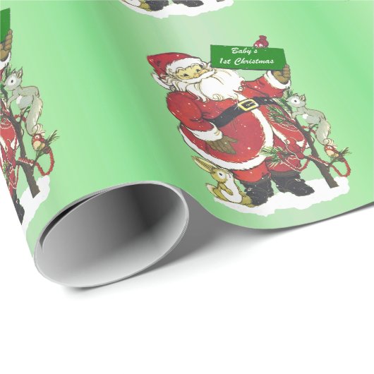 Baby's eerste kerst Schattigee kerstman Cadeaupapier (Rol Hoek)