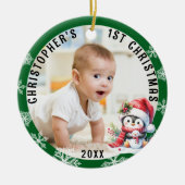 Baby's Eerste Kerst Schattigee Pinguïn Foto Keramisch Ornament (Voorkant)