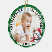 Baby's Eerste Kerst Schattigee Pinguïn Foto Keramisch Ornament (Links)