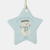Baby's eerste kerst Schattigee sneeuwman en sneeuw Keramisch Ornament (Rechts)