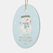 Baby's eerste kerst Schattigee sneeuwman en sneeuw Keramisch Ornament (Links)