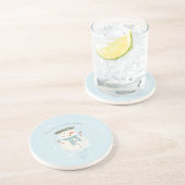 Baby's eerste kerst Schattigee sneeuwman en sneeuw Zandsteen Onderzetter (Zijkant)