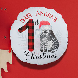 Baby's Eerste Kerst Schattigee Zebra Santa Hoed Na Rond Kussen