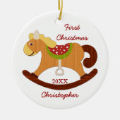 Baby's eerste kerst schommelpaard Ornament (Voorkant)