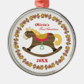 Baby's eerste kerst schommelpaard Ornament (Voorkant)