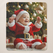 Baby's Eerste Kerst Sherpa Deken Aangepaste Foto (Voorkant)
