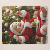 Baby's Eerste Kerst Sherpa Deken Aangepaste Foto (Voorkant (horizontaal))