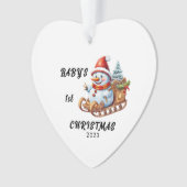 Baby's eerste kerst sneeuwman acryl Ornament (voorkant)