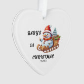 Baby's eerste kerst sneeuwman acryl Ornament (voorkant)