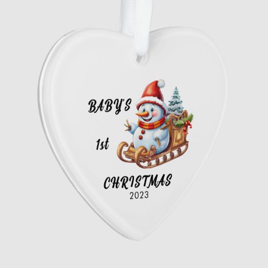 Baby's eerste kerst sneeuwman acryl Ornament (voorkant)