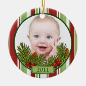 Baby's eerste kerst Snoep strepen Keramisch Ornament (Voorkant)