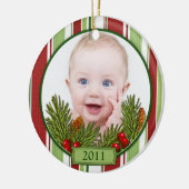 Baby's eerste kerst Snoep strepen Keramisch Ornament (Links)