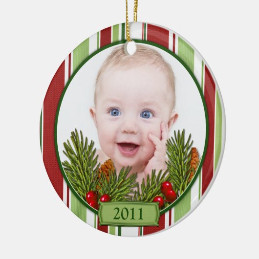 Baby's eerste kerst Snoep strepen Keramisch Ornament (Links)