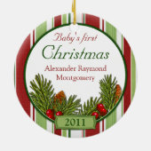 Baby's eerste kerst Snoep strepen Keramisch Ornament (Achterkant)