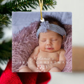 Baby's eerste kerst twee foto pasgeboren Schattige Keramisch Ornament