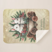 Baby's eerste kerst twee konijntjes in een kom sherpa deken (Voorkant (horizontaal))