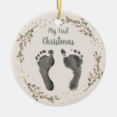 Baby's eerste kerst Uw Baby voet Prints Keramisch Ornament (Voorkant)