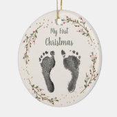 Baby's eerste kerst Uw Baby voet Prints Keramisch Ornament (Links)