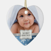 Baby's eerste kerst. Voeg je foto toe Keramisch Ornament (Rechts)