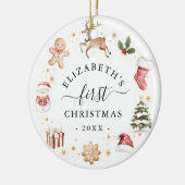 Baby's eerste kerst waterkrans keramisch ornament (Links)