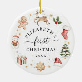 Baby's eerste kerst waterkrans keramisch ornament (Achterkant)