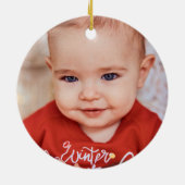 Baby's Eerste Kerst Waterverf Baby Beer Foto Keramisch Ornament (Achterkant)