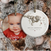 Baby's Eerste Kerst Waterverf Baby Beer Foto Keramisch Ornament