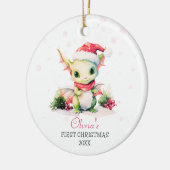 Baby's eerste kerst Waterverf Dragon Meisje Keramisch Ornament (Links)