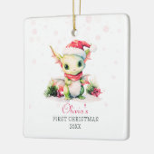 Baby's eerste kerst Waterverf Dragon Square Keramisch Ornament (Links)
