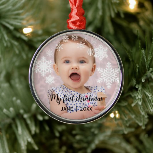 Baby's eerste kerst witte sneeuwvlokken metalen ornament (Boom)