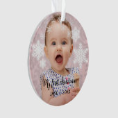 Baby's eerste kerst witte sneeuwvlokken ornament (voorkant)