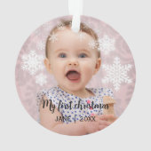 Baby's eerste kerst witte sneeuwvlokken ornament (achterkant)