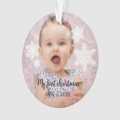 Baby's eerste kerst witte sneeuwvlokken ornament (voorkant)