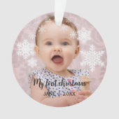 Baby's eerste kerst witte sneeuwvlokken ornament (voorkant)