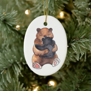 Baby's eerste kerst Woodland Beer knuffel Keramisch Ornament