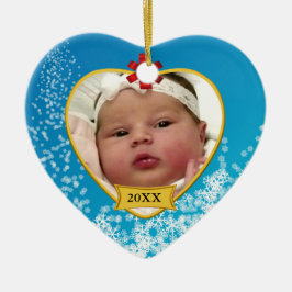 Baby's eerste kerstbaby Blauwe foto Keepasje Keramisch Ornament