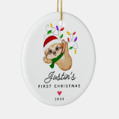 Baby's eerste kerstbaby-kind keramisch ornament (Rechts)