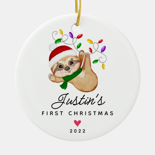 Baby's eerste kerstbaby-kind keramisch ornament (Voorkant)