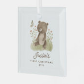 Baby's eerste kerstBeer Glas Ornament (Voorkant links)