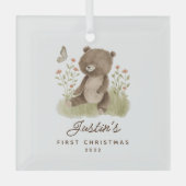 Baby's eerste kerstBeer Glas Ornament (Voorkant)