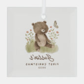 Baby's eerste kerstBeer Glas Ornament (Achterkant)