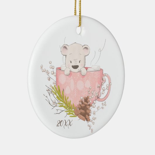 Baby's eerste kerstBeer Keramisch Ornament (Rechts)