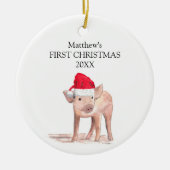 Baby's eerste kerstbiggetje Forest Boy Keramisch Ornament (Voorkant)
