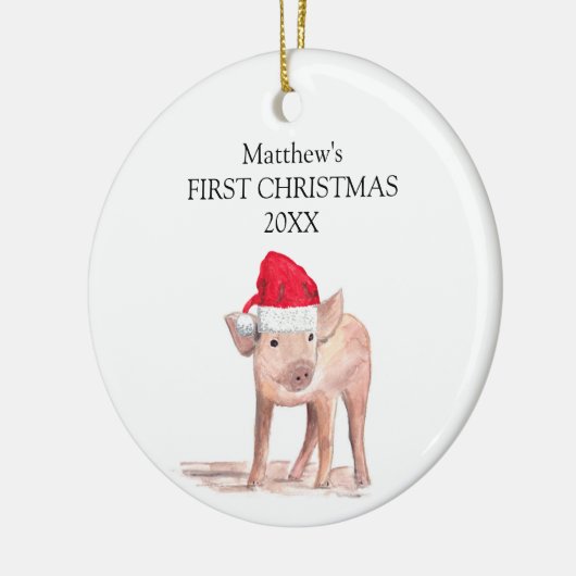 Baby's eerste kerstbiggetje Forest Boy Keramisch Ornament (Links)