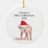 Baby's eerste kerstbiggetje Forest Boy Keramisch Ornament (Achterkant)