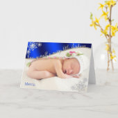 Baby's eerste kerstblauw - de foto van je baby kaart (Gele Bloem)