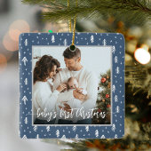 Baby's eerste kerstblauw keramisch ornament