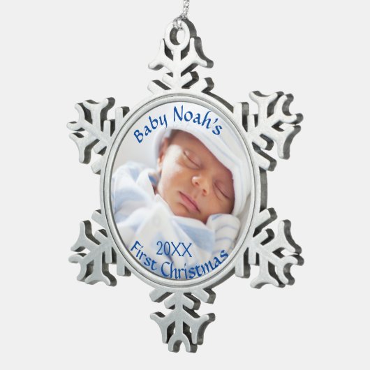 Baby's eerste kerstblauw Ornament (Rechts)